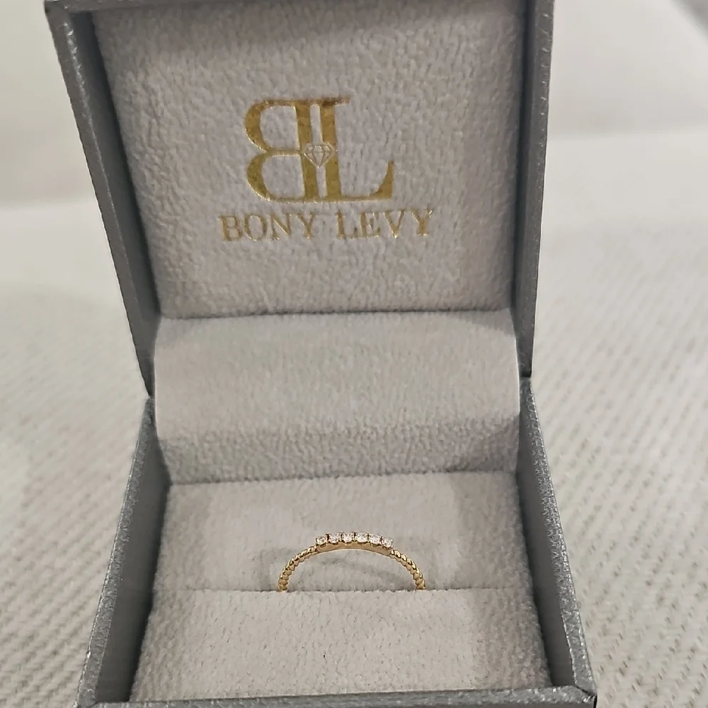 Gold and Diamond Ring with Dainty Band - Picture 2 of 9